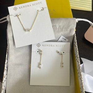 Kendra Scott dainty gold + crystal rectangle gemstone necklace and earring set
